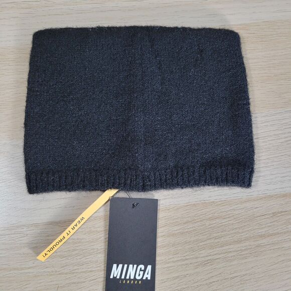 Minga London Dark Fly Knit Beanie Black Butterfly Cat Ear Style Hat Streetwear - Picture 3 of 7